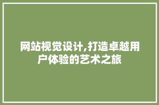 网站视觉设计,打造卓越用户体验的艺术之旅