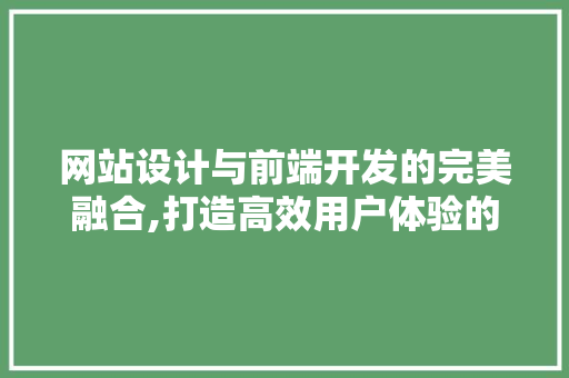 网站设计与前端开发的完美融合,打造高效用户体验的方法