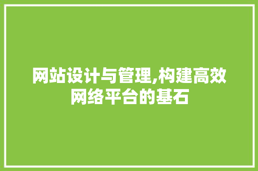 网站设计与管理,构建高效网络平台的基石