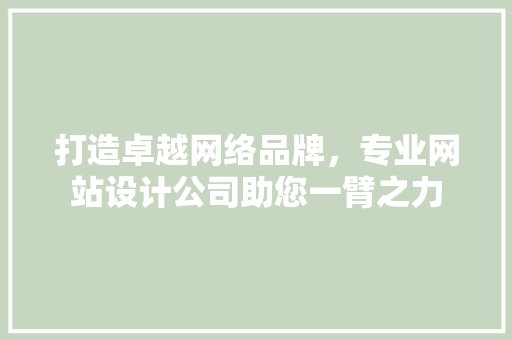 打造卓越网络品牌，专业网站设计公司助您一臂之力