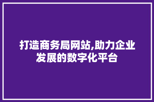 打造商务局网站,助力企业发展的数字化平台