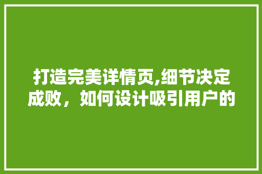 打造完美详情页,细节决定成败，如何设计吸引用户的电商网站