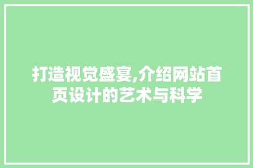 打造视觉盛宴,介绍网站首页设计的艺术与科学