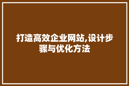 打造高效企业网站,设计步骤与优化方法