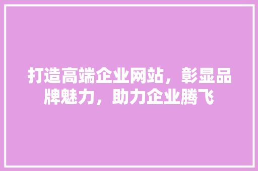 打造高端企业网站，彰显品牌魅力，助力企业腾飞