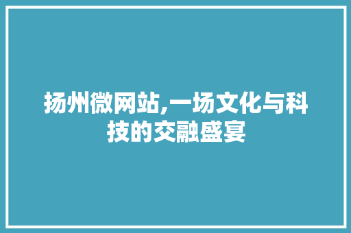 扬州微网站,一场文化与科技的交融盛宴