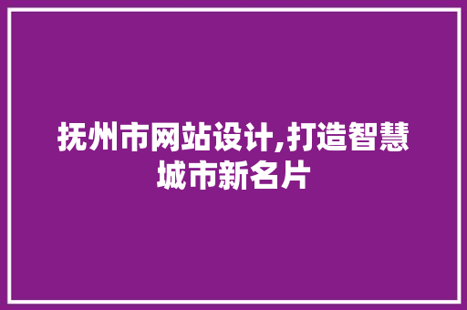 抚州市网站设计,打造智慧城市新名片