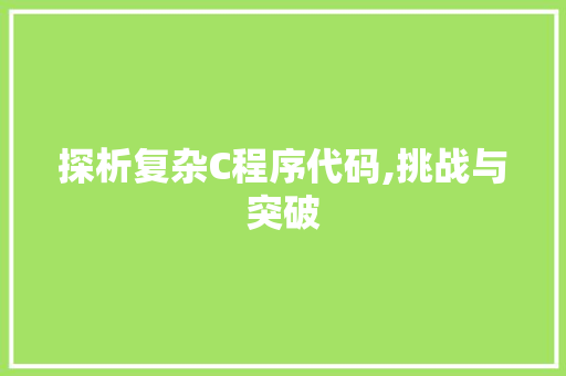 探析复杂C程序代码,挑战与突破