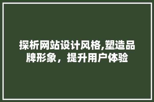 探析网站设计风格,塑造品牌形象，提升用户体验