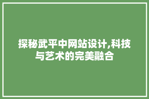 探秘武平中网站设计,科技与艺术的完美融合