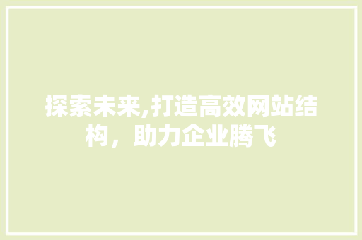 探索未来,打造高效网站结构，助力企业腾飞