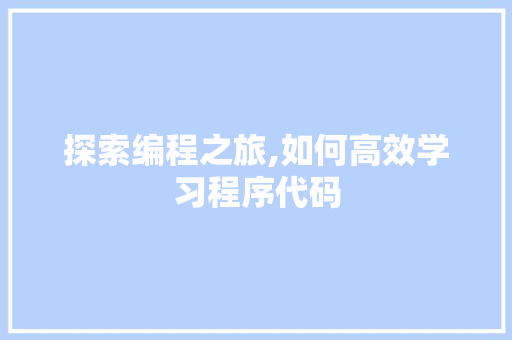 探索编程之旅,如何高效学习程序代码