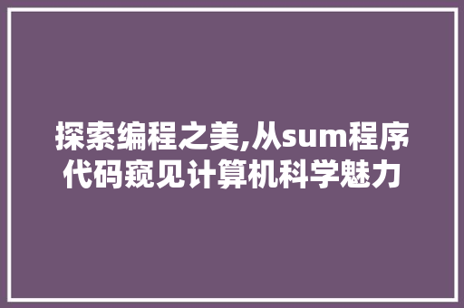 探索编程之美,从sum程序代码窥见计算机科学魅力