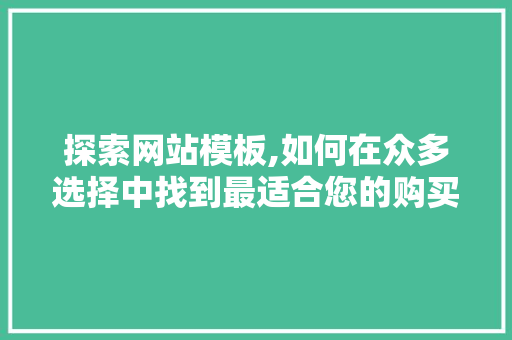 探索网站模板,如何在众多选择中找到最适合您的购买途径