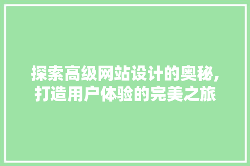 探索高级网站设计的奥秘,打造用户体验的完美之旅