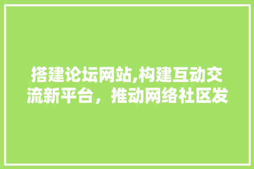 搭建论坛网站,构建互动交流新平台，推动网络社区发展