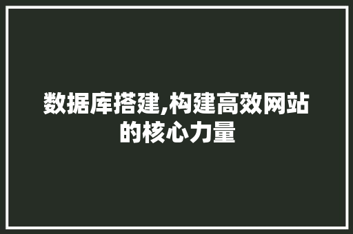 数据库搭建,构建高效网站的核心力量