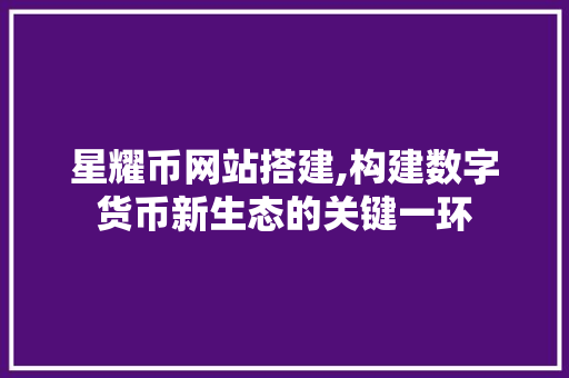 星耀币网站搭建,构建数字货币新生态的关键一环