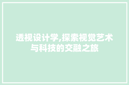 透视设计学,探索视觉艺术与科技的交融之旅