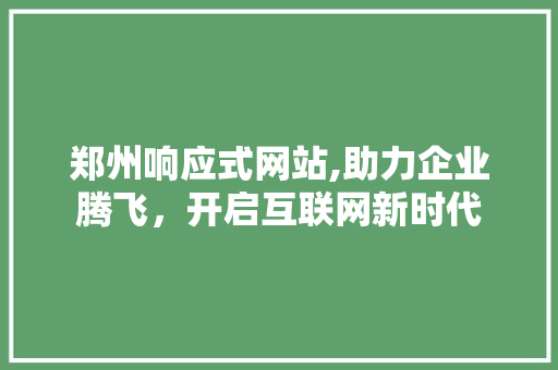 郑州响应式网站,助力企业腾飞，开启互联网新时代