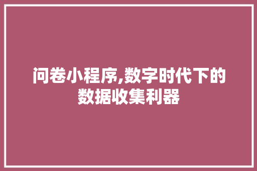 问卷小程序,数字时代下的数据收集利器