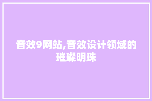 音效9网站,音效设计领域的璀璨明珠