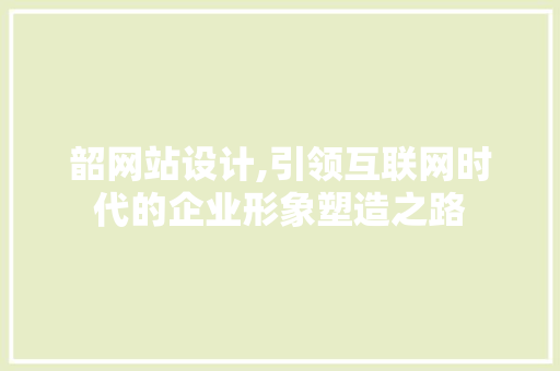 韶网站设计,引领互联网时代的企业形象塑造之路