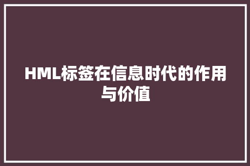 HML标签在信息时代的作用与价值