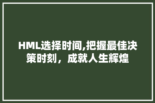 HML选择时间,把握最佳决策时刻，成就人生辉煌