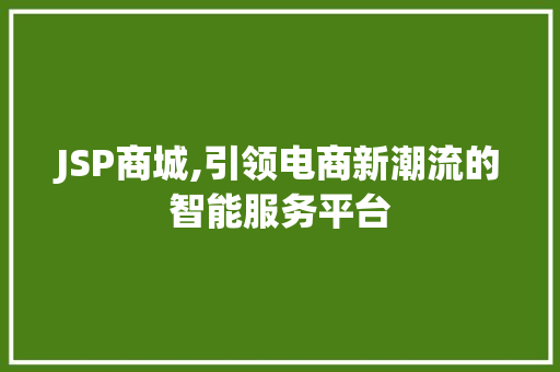 JSP商城,引领电商新潮流的智能服务平台