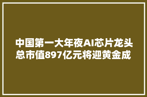 中国第一大年夜AI芯片龙头总市值897亿元将迎黄金成历久