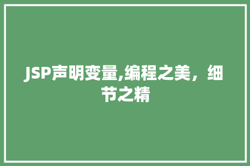 JSP声明变量,编程之美，细节之精