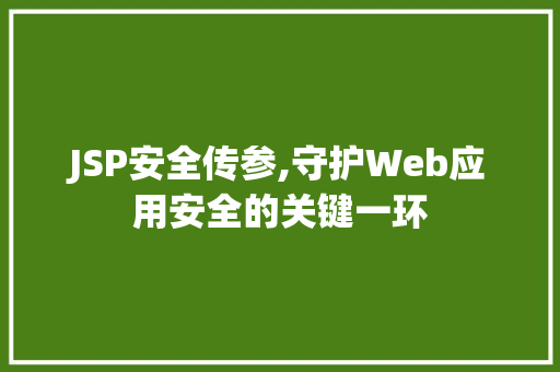 JSP安全传参,守护Web应用安全的关键一环