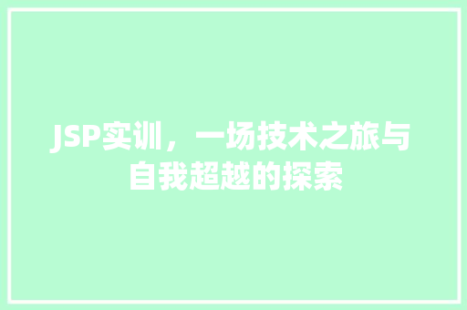 JSP实训，一场技术之旅与自我超越的探索