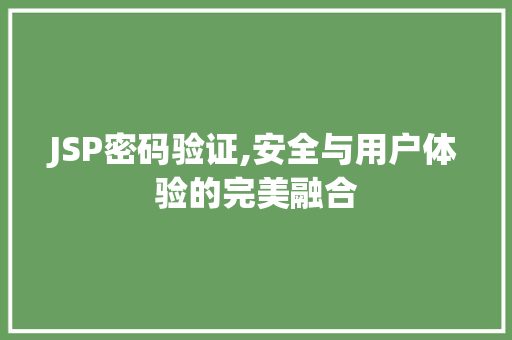 JSP密码验证,安全与用户体验的完美融合