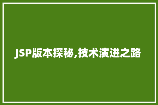 JSP版本探秘,技术演进之路