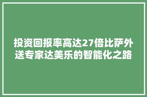 投资回报率高达27倍比萨外送专家达美乐的智能化之路