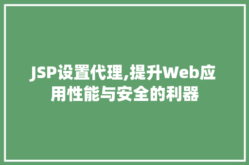 JSP设置代理,提升Web应用性能与安全的利器