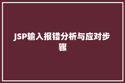 JSP输入报错分析与应对步骤