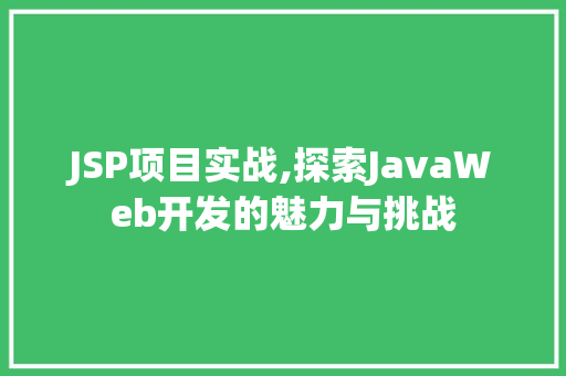 JSP项目实战,探索JavaWeb开发的魅力与挑战