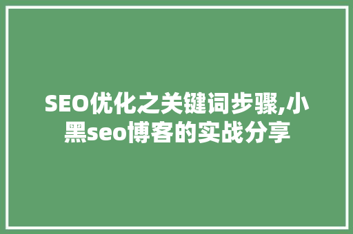 SEO优化之关键词步骤,小黑seo博客的实战分享