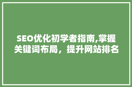 SEO优化初学者指南,掌握关键词布局，提升网站排名