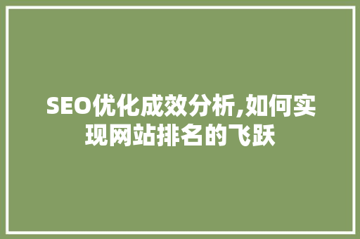 SEO优化成效分析,如何实现网站排名的飞跃