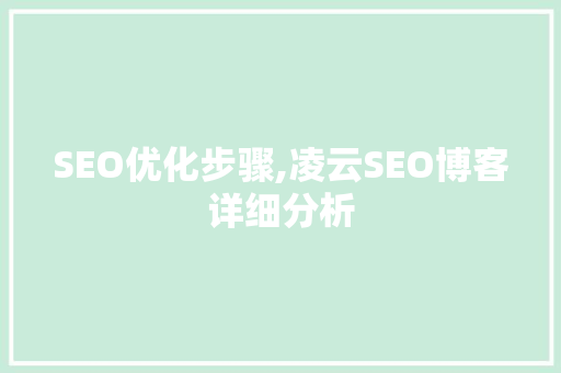 SEO优化步骤,凌云SEO博客详细分析