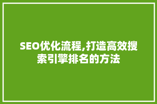 SEO优化流程,打造高效搜索引擎排名的方法