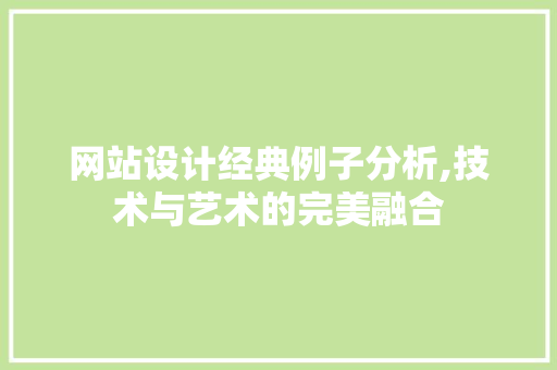 网站设计经典例子分析,技术与艺术的完美融合