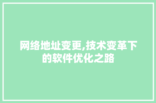 网络地址变更,技术变革下的软件优化之路