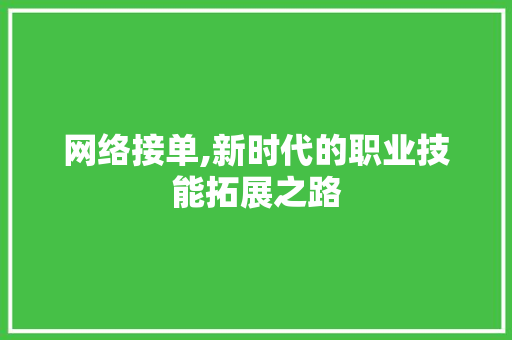 网络接单,新时代的职业技能拓展之路