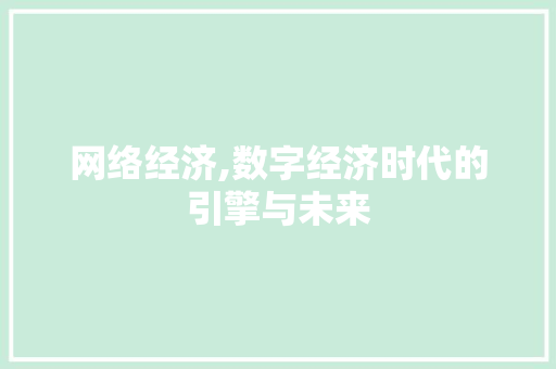 网络经济,数字经济时代的引擎与未来