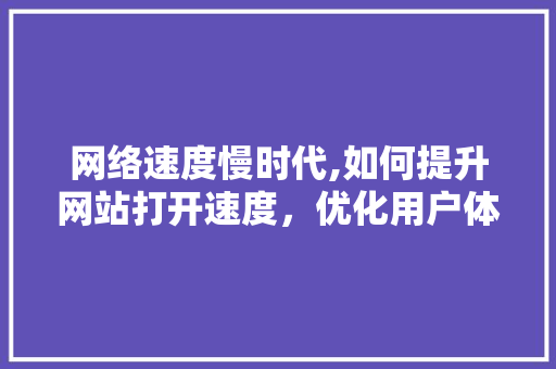 网络速度慢时代,如何提升网站打开速度，优化用户体验